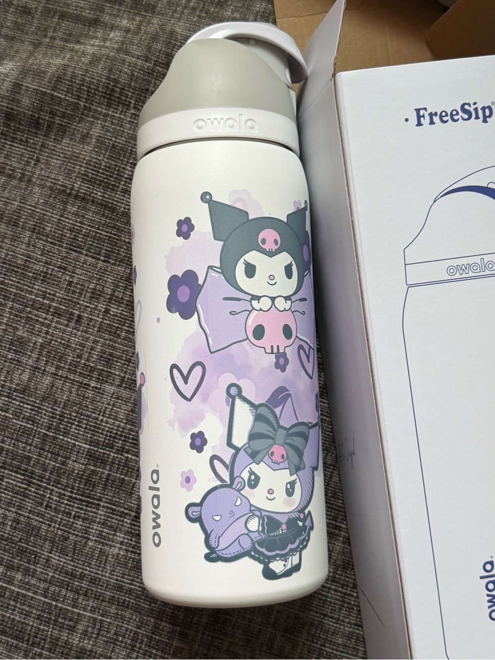Owala White & Lavender Kuromi Stainless Steel Water Bottle